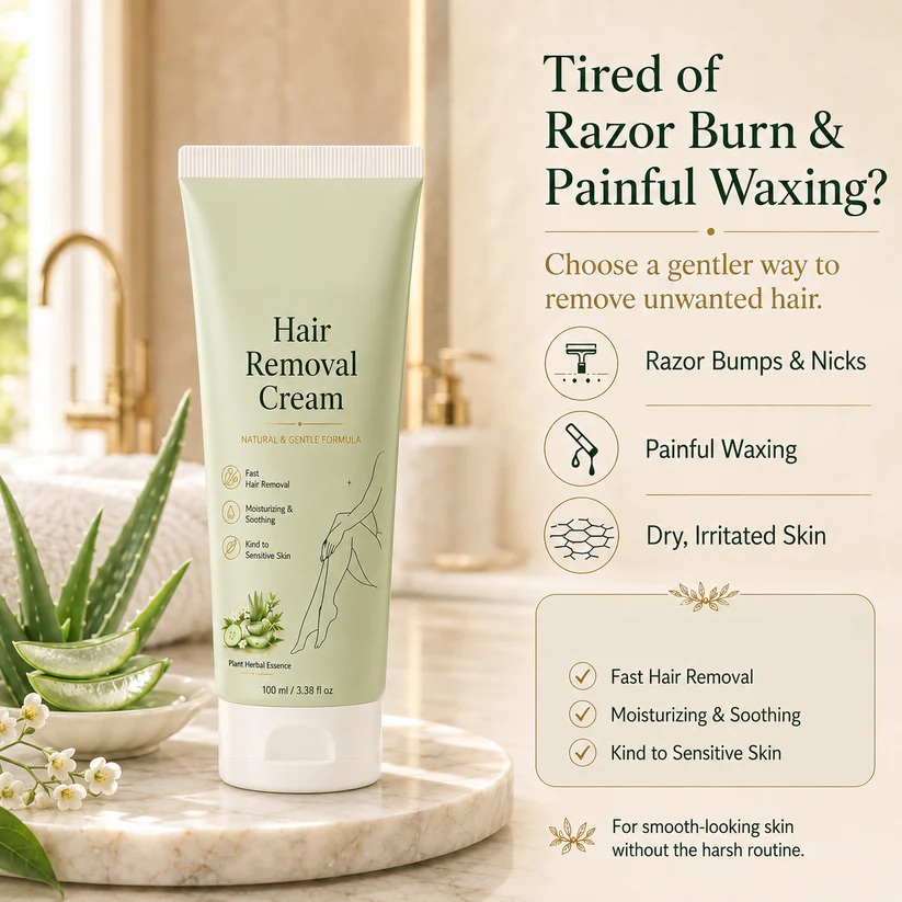 Natural Gentle Hair Removal Cream | For Women & Men, Sensitive Skin