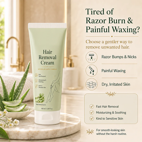 Natural Gentle Hair Removal Cream | For Women & Men, Sensitive Skin