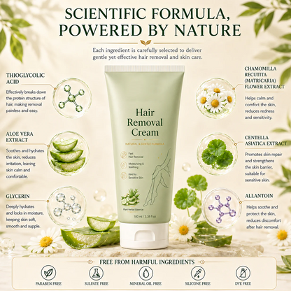 Natural Gentle Hair Removal Cream | For Women & Men, Sensitive Skin