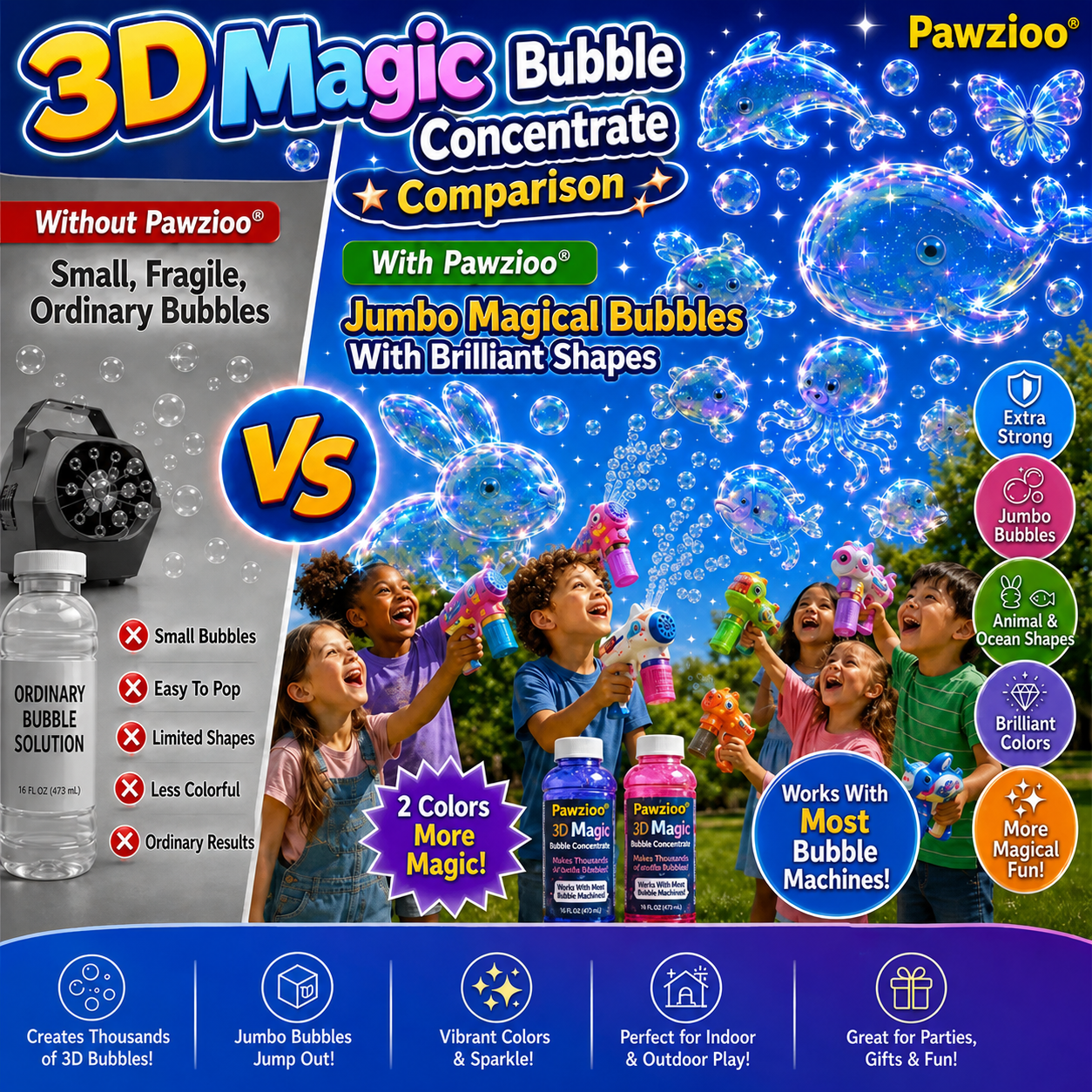 Pawzioo® Super 3D Bubble Magic Concentrate —— Animal & Ocean Fantasy Theme